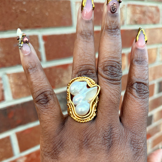 Pearl & Brass Ring